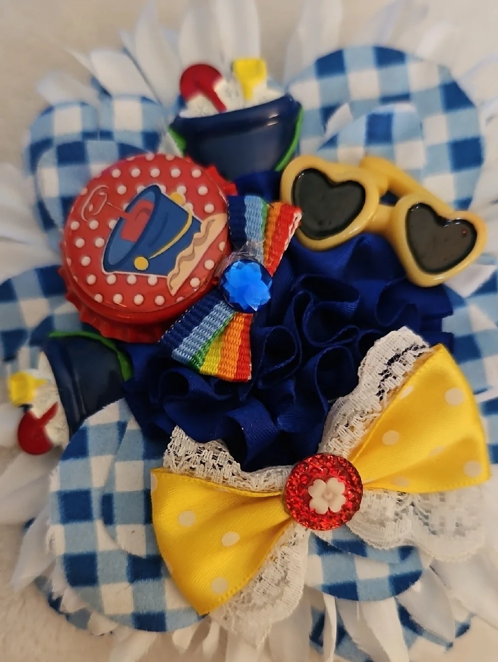 HANDMADE Gingham Beach Theme Hair Bow
